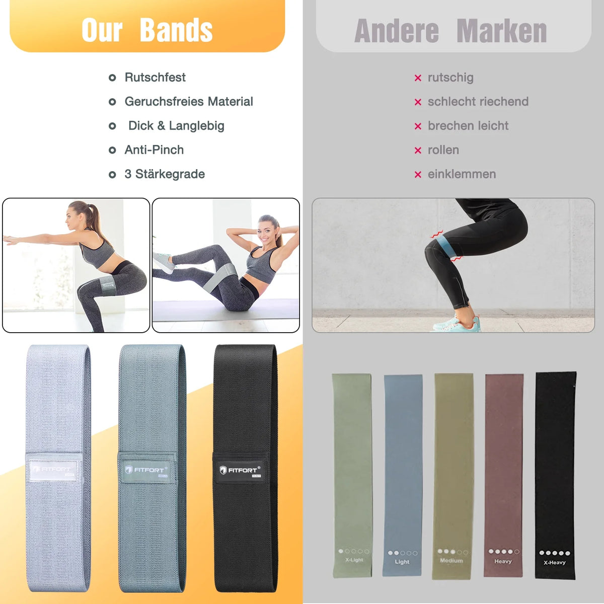 Transform Your Workout with Our Non-Slip Resistance Bands for Legs and Butt - 3 Levels of Elastic Bands for Ultimate Glute Training!