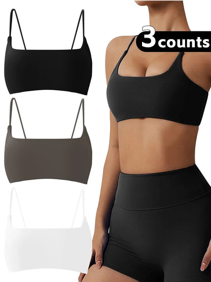 Elevate Your Workout with Our Women's Solid Wireless Sports Bra - Strappy, Breathable, and Perfect for Yoga and Gym Sessions