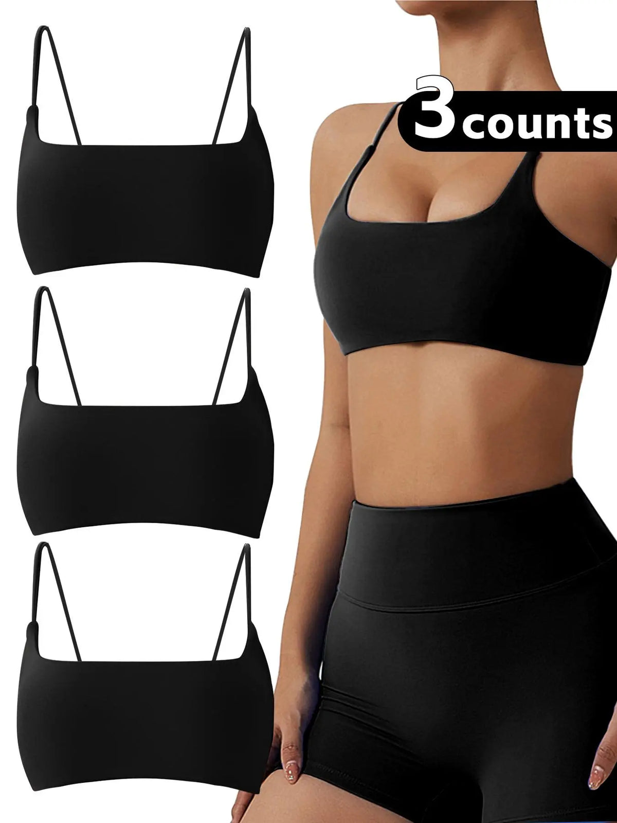 Elevate Your Workout with Our Women's Solid Wireless Sports Bra - Strappy, Breathable, and Perfect for Yoga and Gym Sessions