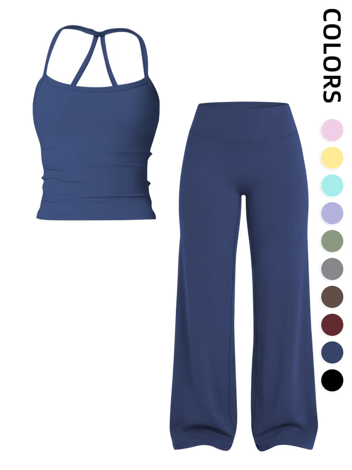 Elevate Your Workout with Our Women's Sporty Matching Gym Set - Stylish Tank Top and Wide Leg Pants for Ultimate Comfort and Performance