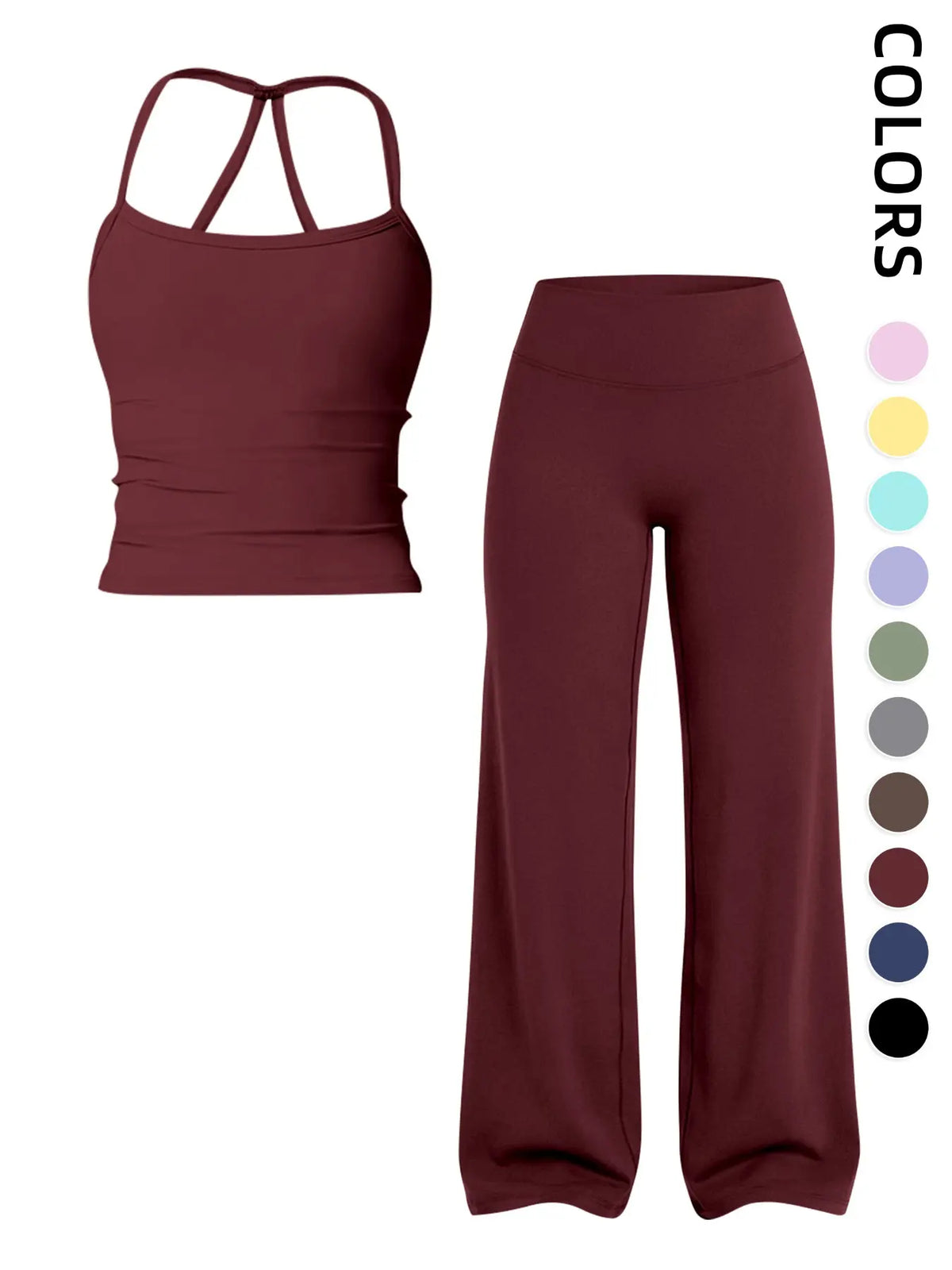 Elevate Your Workout with Our Women's Sporty Matching Gym Set - Stylish Tank Top and Wide Leg Pants for Ultimate Comfort and Performance