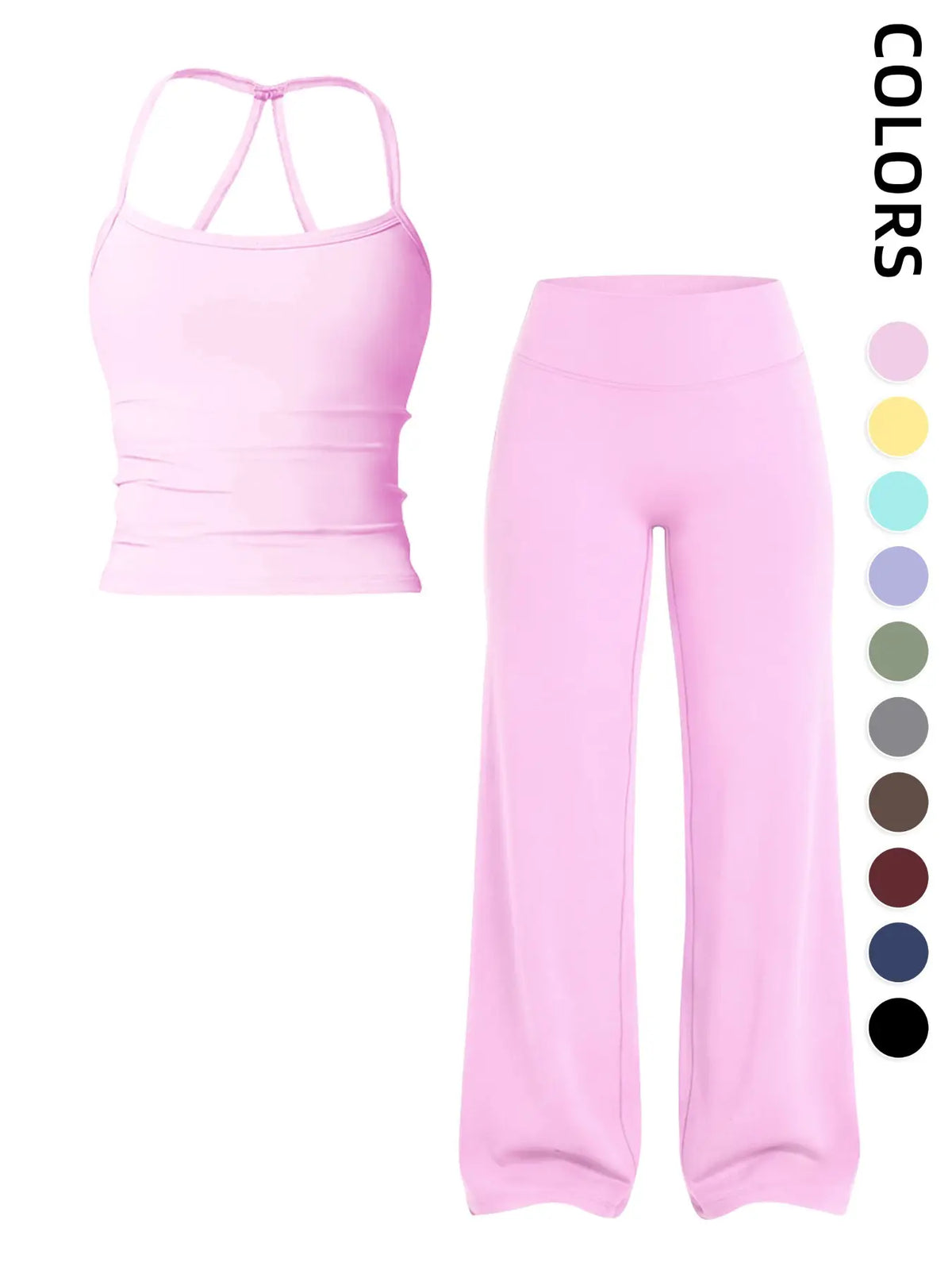 Elevate Your Workout with Our Women's Sporty Matching Gym Set - Stylish Tank Top and Wide Leg Pants for Ultimate Comfort and Performance