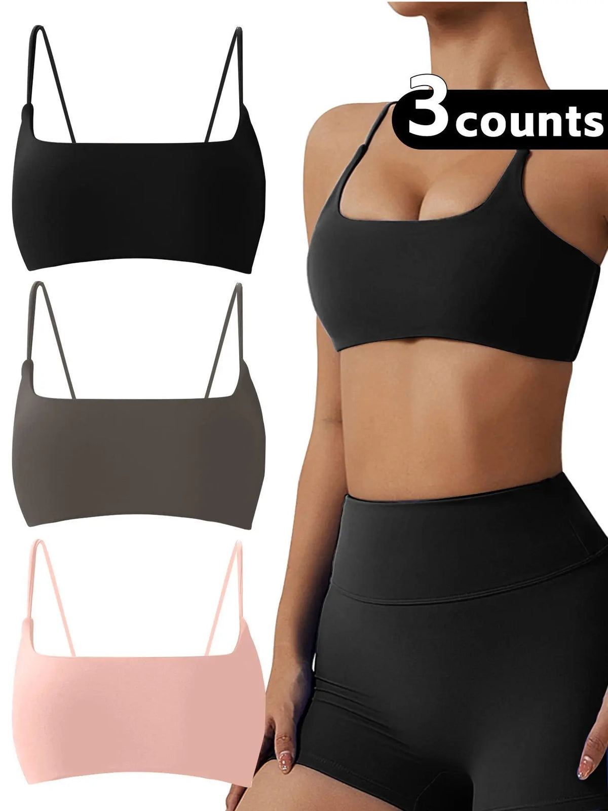 Elevate Your Workout with Our Women's Solid Wireless Sports Bra - Strappy, Breathable, and Perfect for Yoga and Gym Sessions