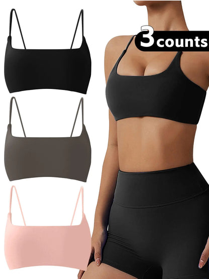 Elevate Your Workout with Our Women's Solid Wireless Sports Bra - Strappy, Breathable, and Perfect for Yoga and Gym Sessions