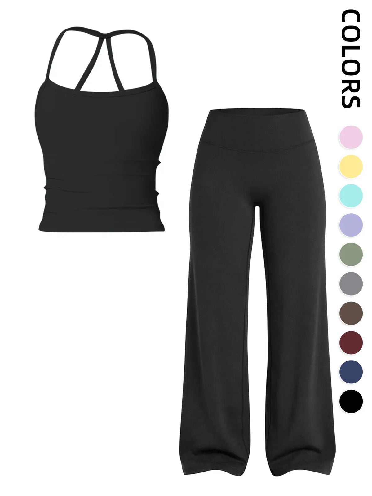 Elevate Your Workout with Our Women's Sporty Matching Gym Set - Stylish Tank Top and Wide Leg Pants for Ultimate Comfort and Performance
